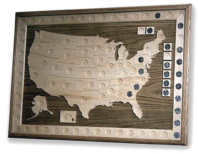 State Quarter Coin Map Heritage Wood Specialties